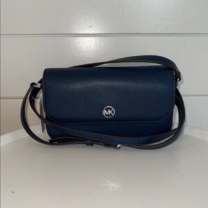NWT Michael Kors Jet Set Navy Leather Crossbody Bag